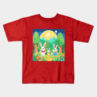 Midnight Bloom Bunnies Kids T-Shirt